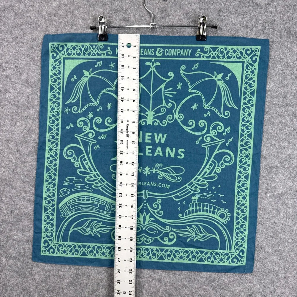 New Orleans & Company Bandana Teal Mint Green Graphic Souvenir Cotton Scarf 22